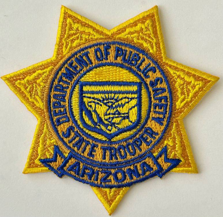ARIZONA STATE TROOPER DEPARTMENT OF PUBLIC SAFETY BLUE / GOLD BADGE PATCH - SEW ON